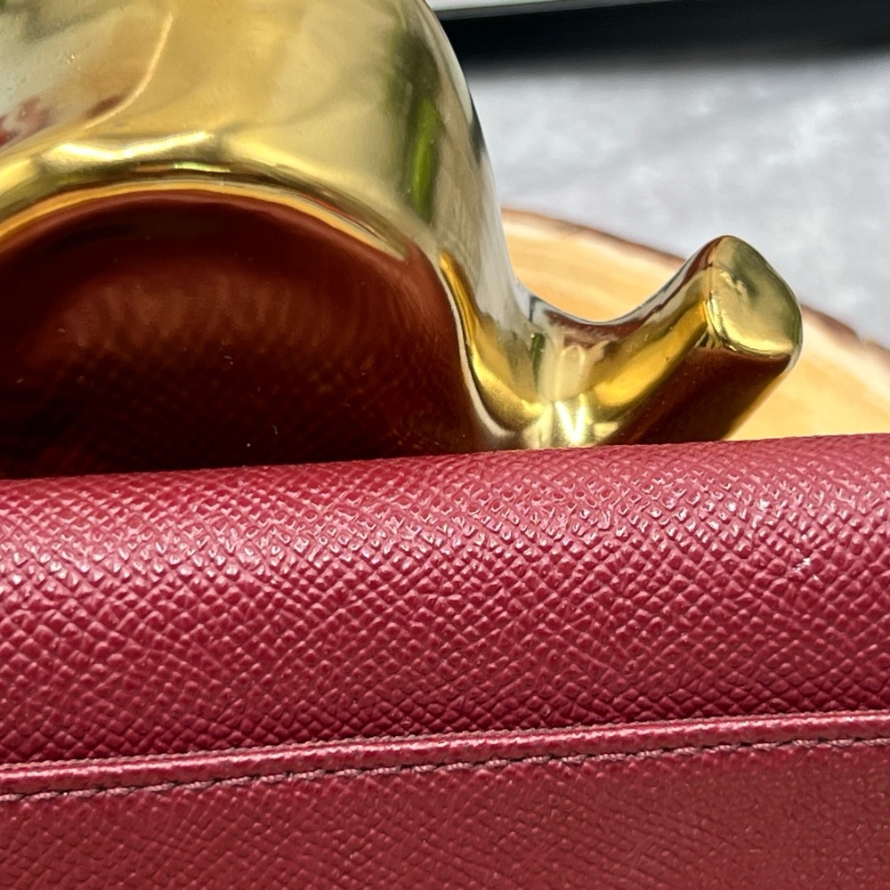 Coach Slim Envelope Crossgrain Leather Wine Red - Picture 6 of 10